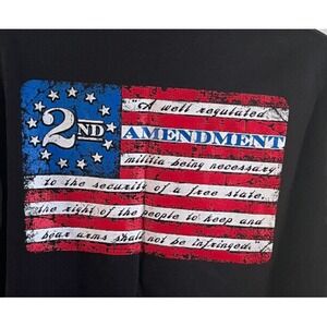 Mens 2nd Ammendment American Flag Tshirt Black Second Size 2XL XXL